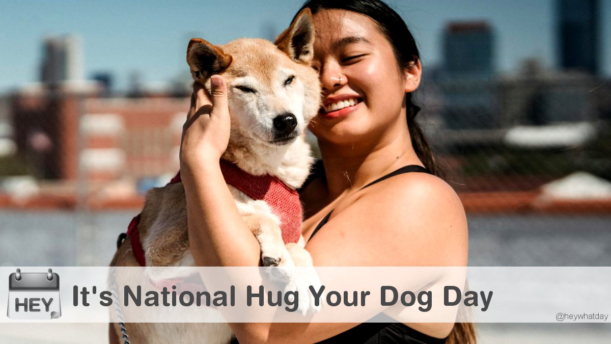 HeyWhatDay's tweet photo. It's National Hug Your Dog Day! 
#NationalHugYourDogDay #HugYourDogDay #Love https://t.co/VAmynYOBLw