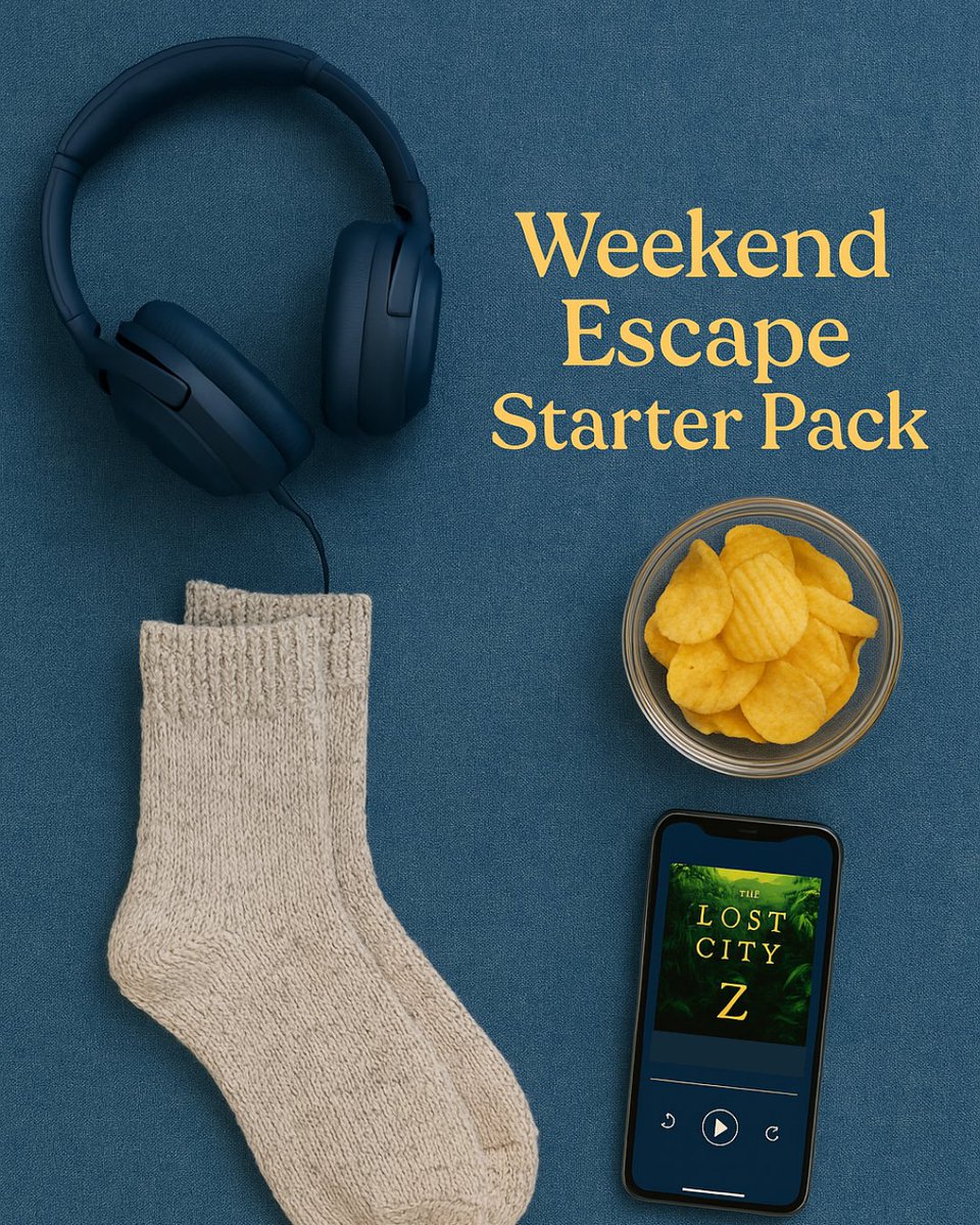 🎧 Weekend Escape Starter Pack 🧦🍿📖
Headphones? ✔️
Cozy socks? ✔️
Favorite snack? ✔️
An audiobook adventure that’ll transport you far, far away? Oh yeah.

No plans? No problem. Just press play.
What’s your go-to weekend listen? 👇