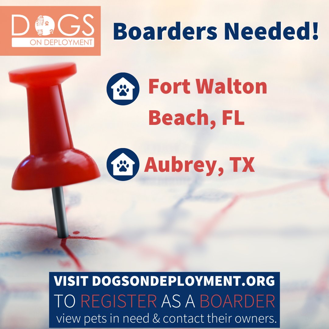 DogsonDeploymnt's tweet photo. Calling all dog lovers in Florida and Texas! Loki and Bandit are looking for DoD Boarders!
Loki: https://t.co/ZS49lmxhkE
Bandit: https://t.co/XHyRQSPDvR
(Must be registered as a DoD Boarder & logged on to view all info)
#DoDFoster #FosterPet #DogsonDeployment #Florida #Texas https://t.co/Do9WusTBjG