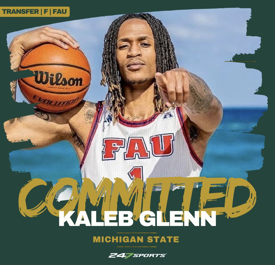 BREAKING: #MichiganState has landed #FloridaAtlantic transfer Kaleb Glenn.

The 6’7” forward had 12.6 PPG &amp; 4.8 RPG on 41% 3PT shooting in 2024-25. Started his career at #Louisville. Lots of upside.

Very notable that he has 2 years left.

Article: 247sports.com/college/michig… (FREE)