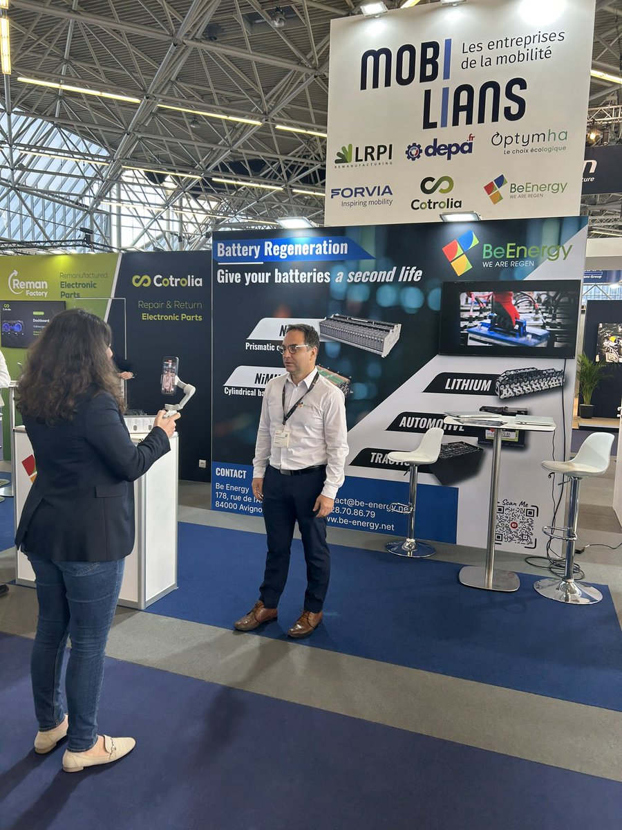 BeEnergyFrance's tweet photo. #REMATEC 2025 
Last day for our Team @RematecShow . @Mbalondrade our General Manager interviewed by @mobiliansfr . 
Big Thanks to @mobiliansfr for they help and support ! #battery #regeneration #CircularEconomy 🇫🇷 https://t.co/LMdDUHTx7r