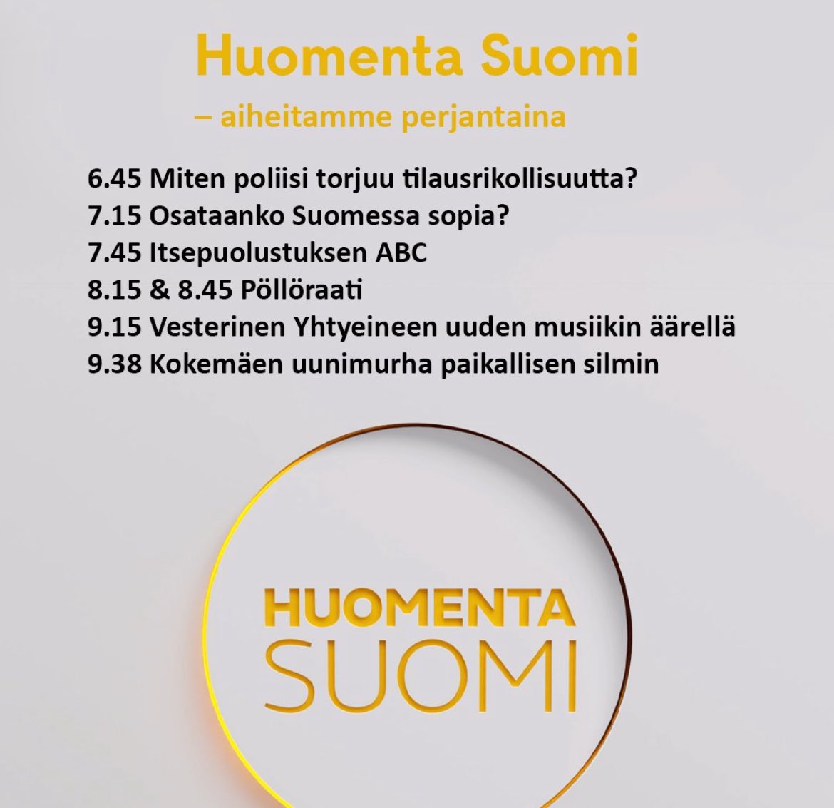 Sovinnon lähteillä ⁦<a href="/ElorantaJa/">Jarkko Eloranta 🇫🇮🇪🇺🇺🇦🏳️‍🌈</a>⁩ ja ⁦<a href="/jyrihakamies/">Jyri Häkämies</a>⁩. Pöllöraati niputtaa Kela-valinnat, tullihumpan ja vaalikirin.
⁦<a href="/huomentasuomi/">Huomenta Suomi</a>⁩