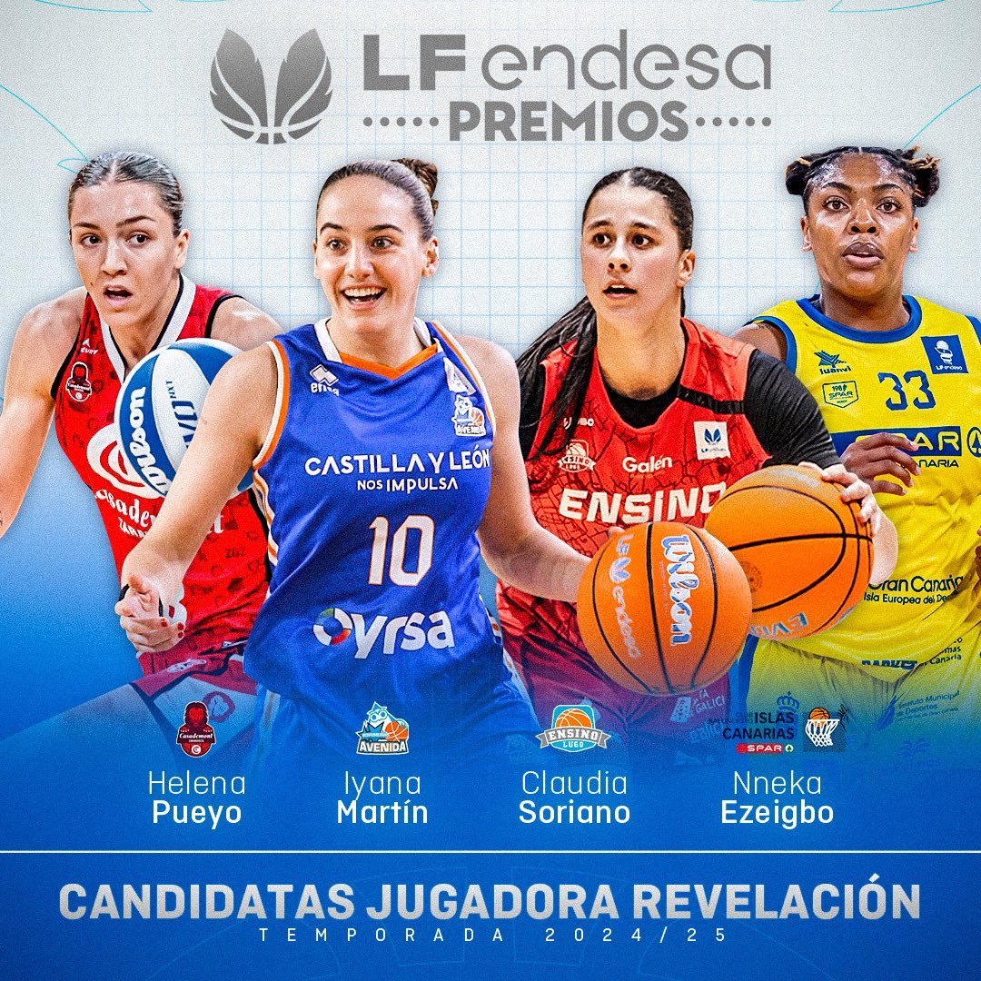 🎖 Premios #LFEndesa: Y la revelación❓

⏱ Últimas horas para votar...

🌟 Jugadora revelación
⛹️‍♀️ <a href="/Helena_Pueyo6/">Helena Pueyo Melchor</a> - <a href="/casademontBZ/">Casademont Zaragoza</a> 
⛹️‍♀️ Iyana Martín - <a href="/CBAvenida/">Perfumerías Avenida</a> 
⛹️‍♀️ <a href="/claudiasoriiano/">claudia soriano</a> - <a href="/EnsinoLugoCB/">Ensino Lugo</a> 
⛹️‍♀️ <a href="/nnekaezeigbo/">Nneka Ezeigbo</a> - <a href="/cbislascanarias/">CBIC SPAR Gran Canaria</a>

📝 Más información ⬇
feb.es/2025/4/7/balon…