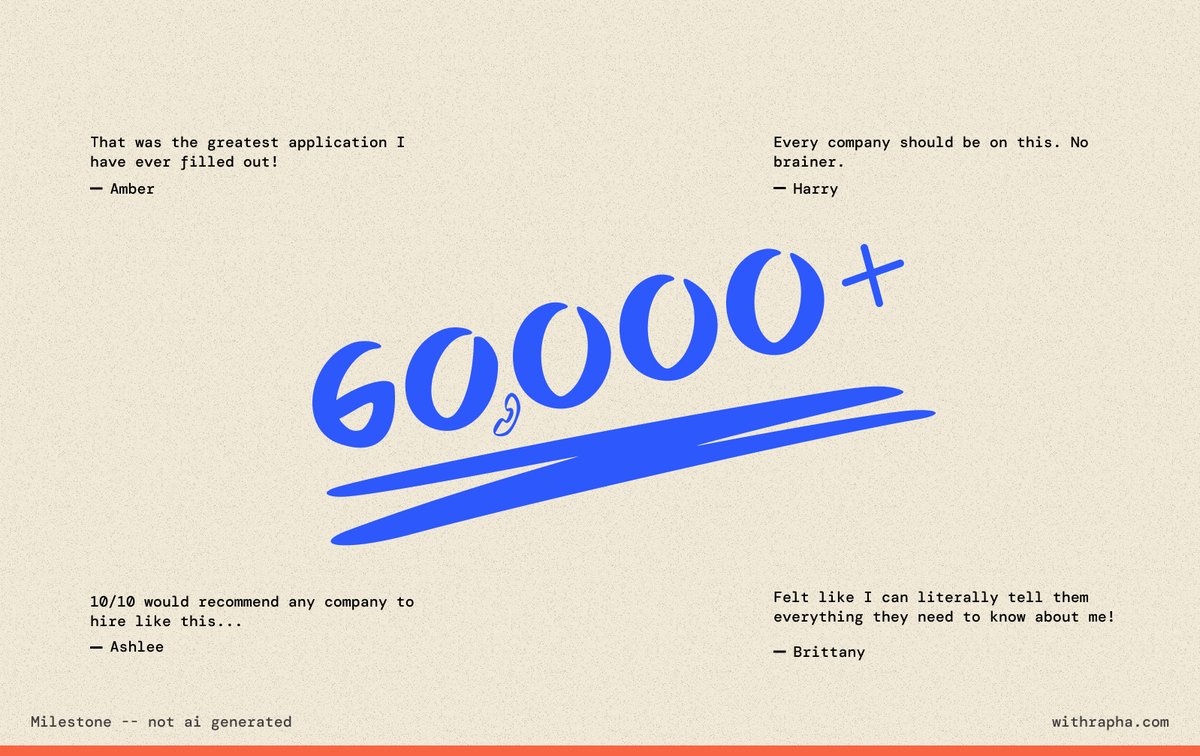 Quick update: We have conducted over 60K+ initial phone screens w/o any human intervention or weird ass robot to talk too for 30mins. 

Best part? Candidates and companies actually love it!