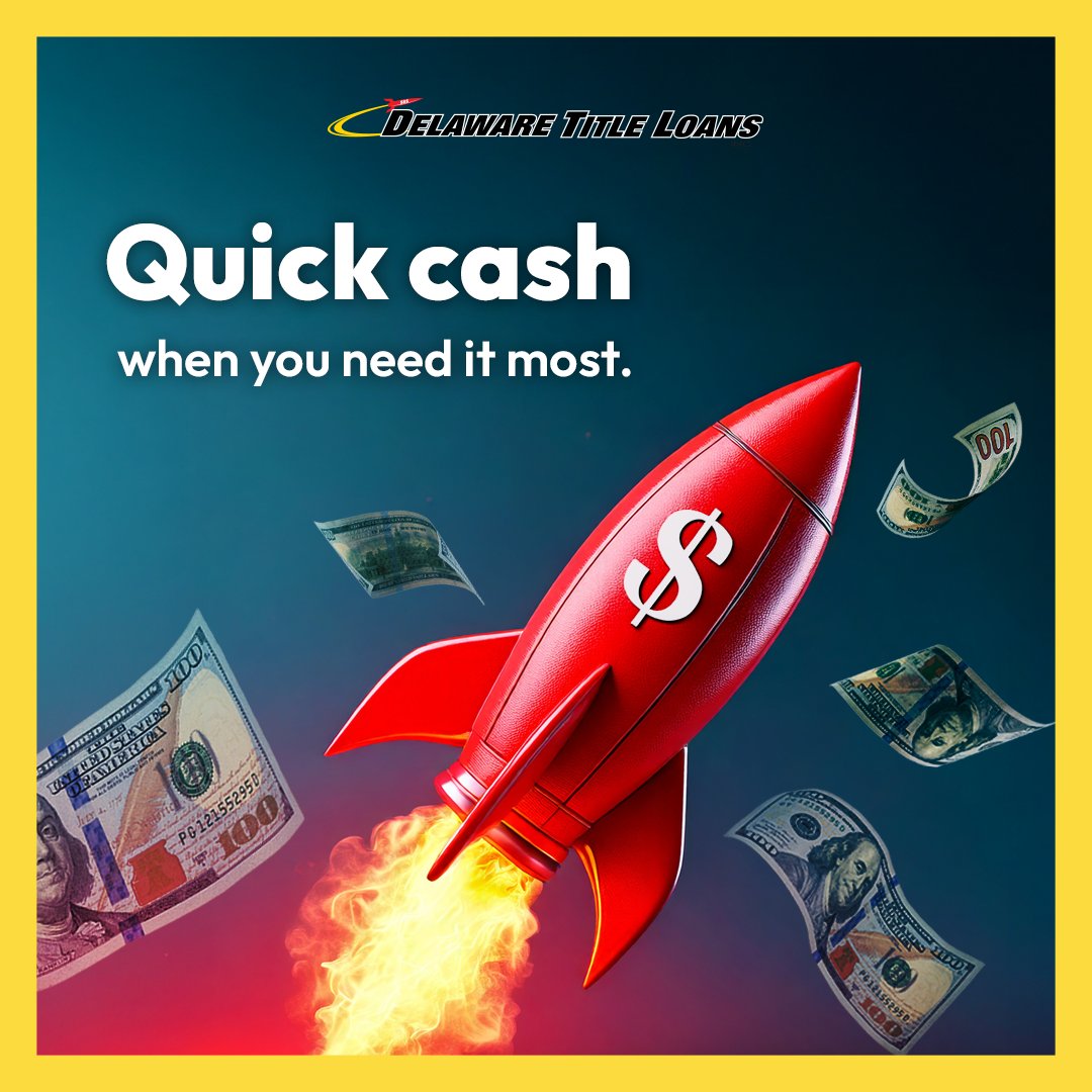DETitleLoanCash's tweet image. Unlock your financial freedom with Delaware Title Loans, Inc.💰 When life throws unexpected expenses your way, we're here to provide the quick cash you need to stay on track. 🤑 

Visit us or apply online now: DelawareTitleLoansInc.com

#QuickCash #LoanServices #DelawareTitleLoans