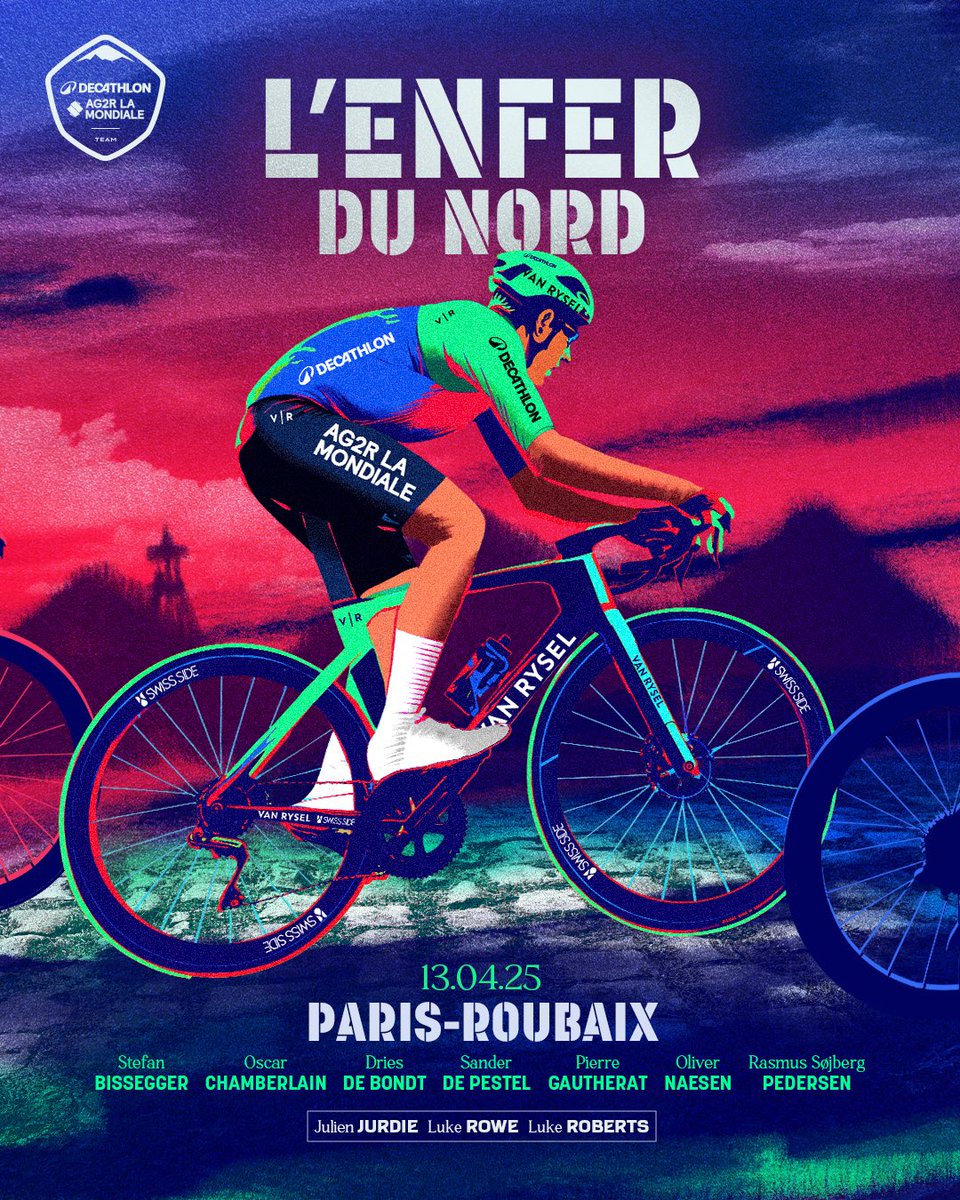 decathloncmacgm's tweet photo. 🇫🇷 @parisroubaix
📅 13.04
🇨🇭 @aka_muni
🇦🇺 @oscarchambo
🇧🇪 @Bondteke
🇧🇪 @pestel_sander
🇫🇷 @PGautherat
🇧🇪 @OliverNaesen
🇩🇰 @rsojberg
#DECATHLONAG2RLAMONDIALETEAM https://t.co/weUjbL66ku
