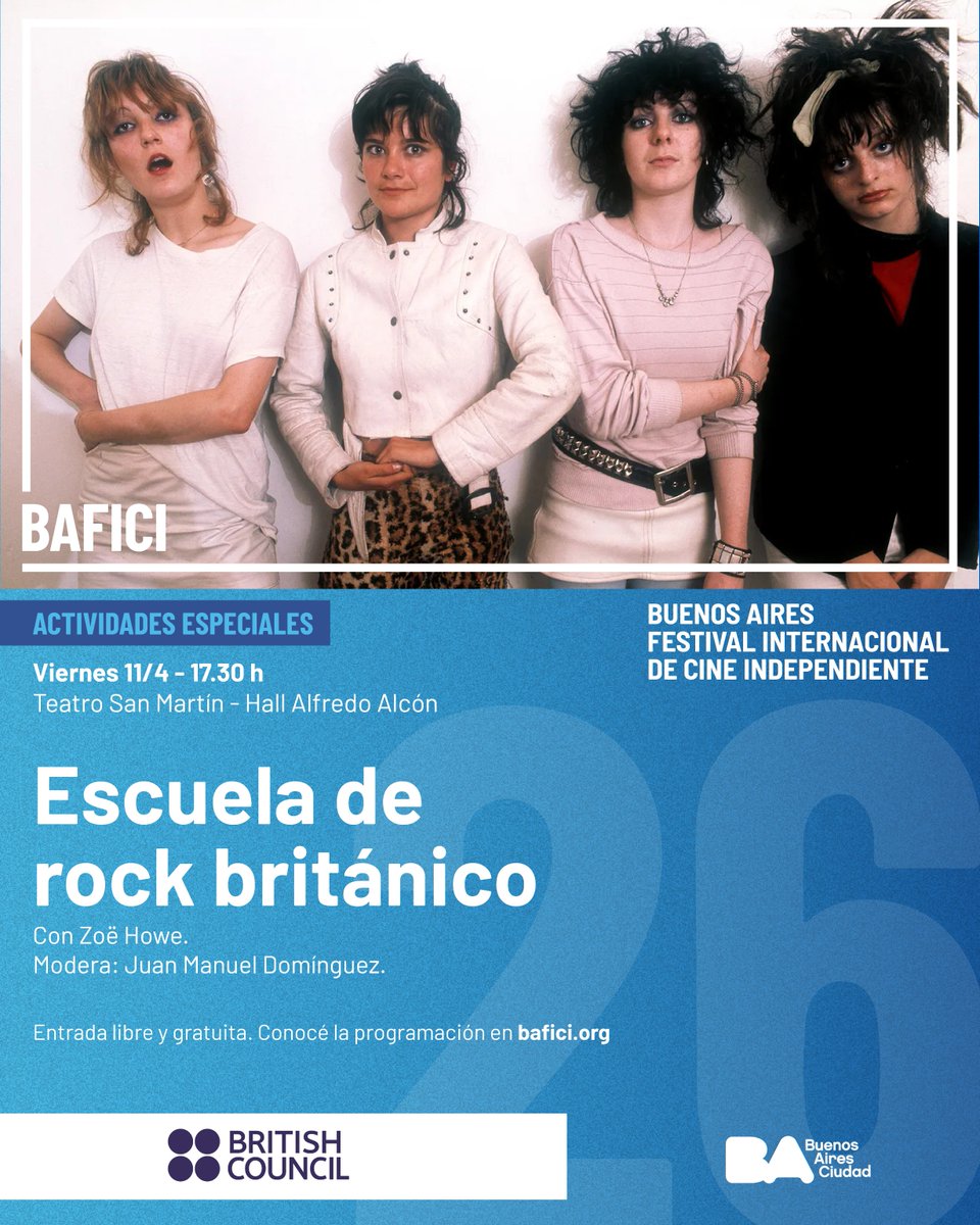 Actividades en el Festival BAFICI: Zoë Howe, biografa de The Slits y coguionista de Poly Styrene: I Am A Cliché ofrece una charla abierta

📅Viernes 11/04 a las 17.30 hs
 📍Hall Alfredo Alcón, Teatro San Martín (Av. Corrientes 1530)

Más info 👉ow.ly/hugt50VxNx4
#BAFICI26