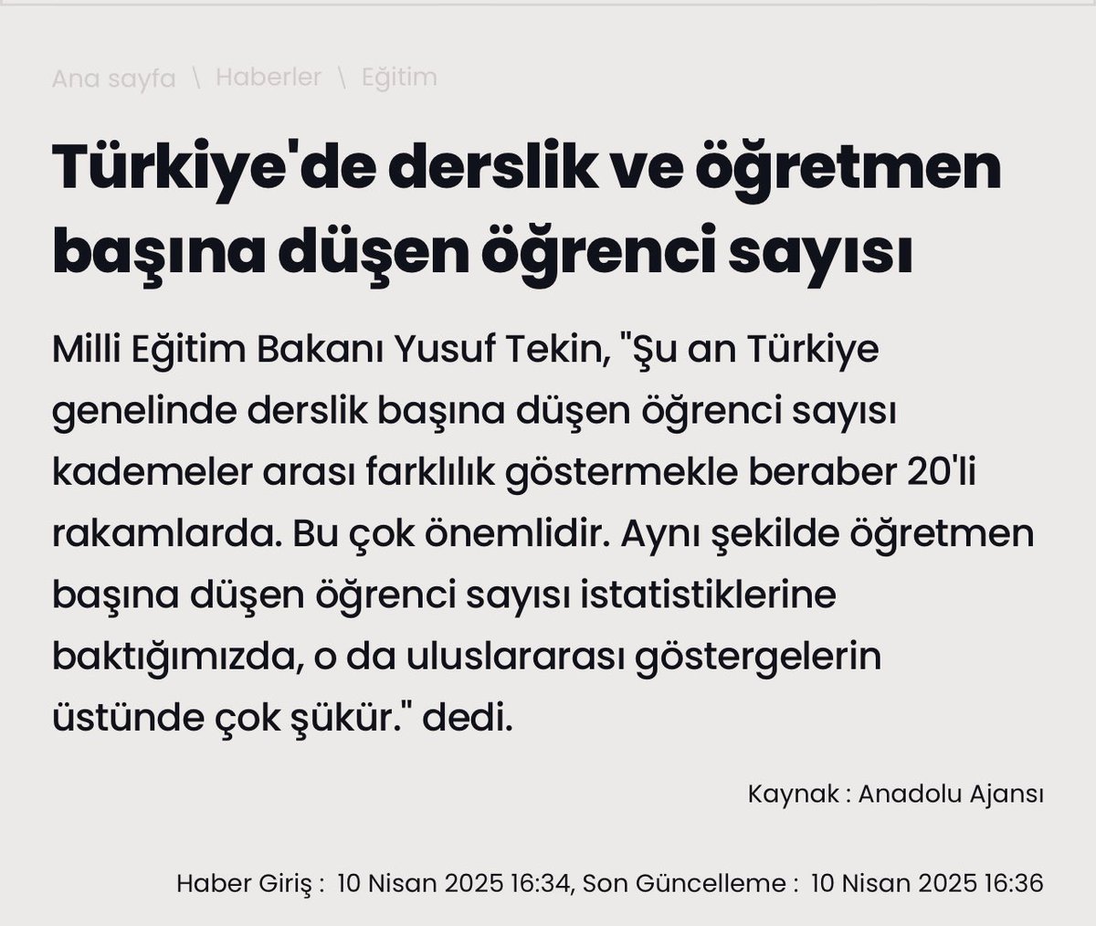 TRogretmen's tweet photo. Bakan Yusuf Tekin’e göre Türkiye geneli derslik başına düşen öğrenci sayısı 20’li rakamlarda.
Öğretmenlerimize soruyoruz ❓✍🏼
🔶Derslik başına düşen öğrenci sayısı 20’li rakamlarda mıdır?
🔶Sınıflarınız kaç öğrenci var? 

Buyrun yorumlara ✍🏼 https://t.co/OqSRGEO44h