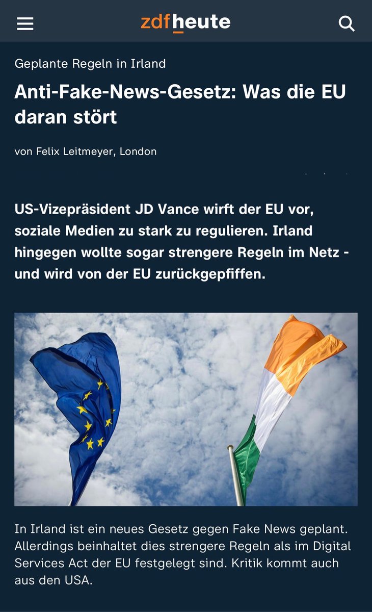 FelixLeitmeyer's tweet image. Die US-Regierung wirft der EU vor, soziale Medien zu stark zu regulieren. Irland hingegen wollte sogar strengere Regeln im Netz – und wird von der EU zurückgepfiffen.
Was hat es damit auf sich? Um das herauszufinden, habe ich vor Kurzem für das @ZDFheute-Studio London bei der…