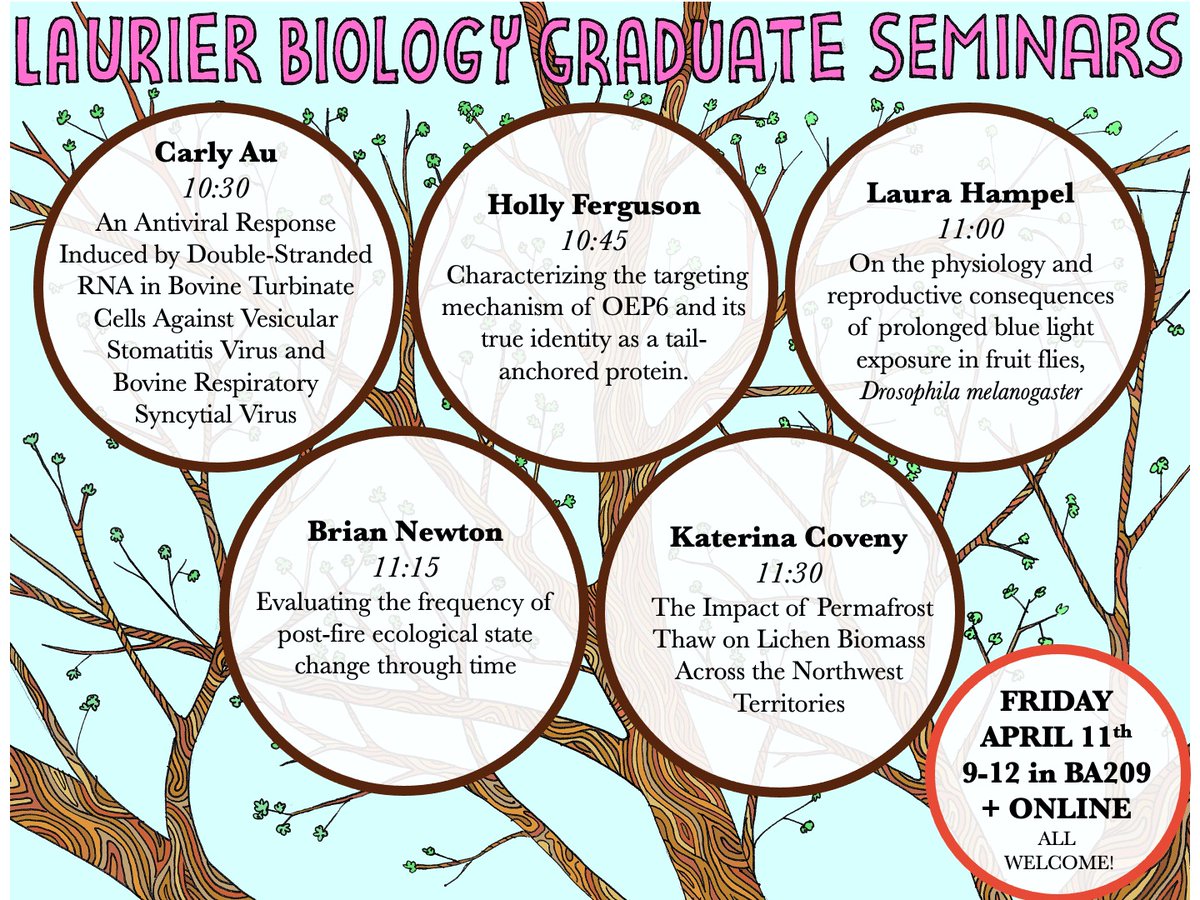 Laurier Biology 💜𓅪💛 (@laurierbiology) on Twitter photo Tomorrow! Join 10(!) of our #LaurierBiology soon-to-be-defending MSc #IntegrativeBiology <a href="/Lauriergrad/">Laurier FGPS</a> students in BA209 or online for presentations of their awesome <a href="/LaurierResearch/">Laurier Research</a>! Tomorrow! Join 10(!) of our #LaurierBiology soon-to-be-defending MSc #IntegrativeBiology <a href="/Lauriergrad/">Laurier FGPS</a> students in BA209 or online for presentations of their awesome <a href="/LaurierResearch/">Laurier Research</a>!