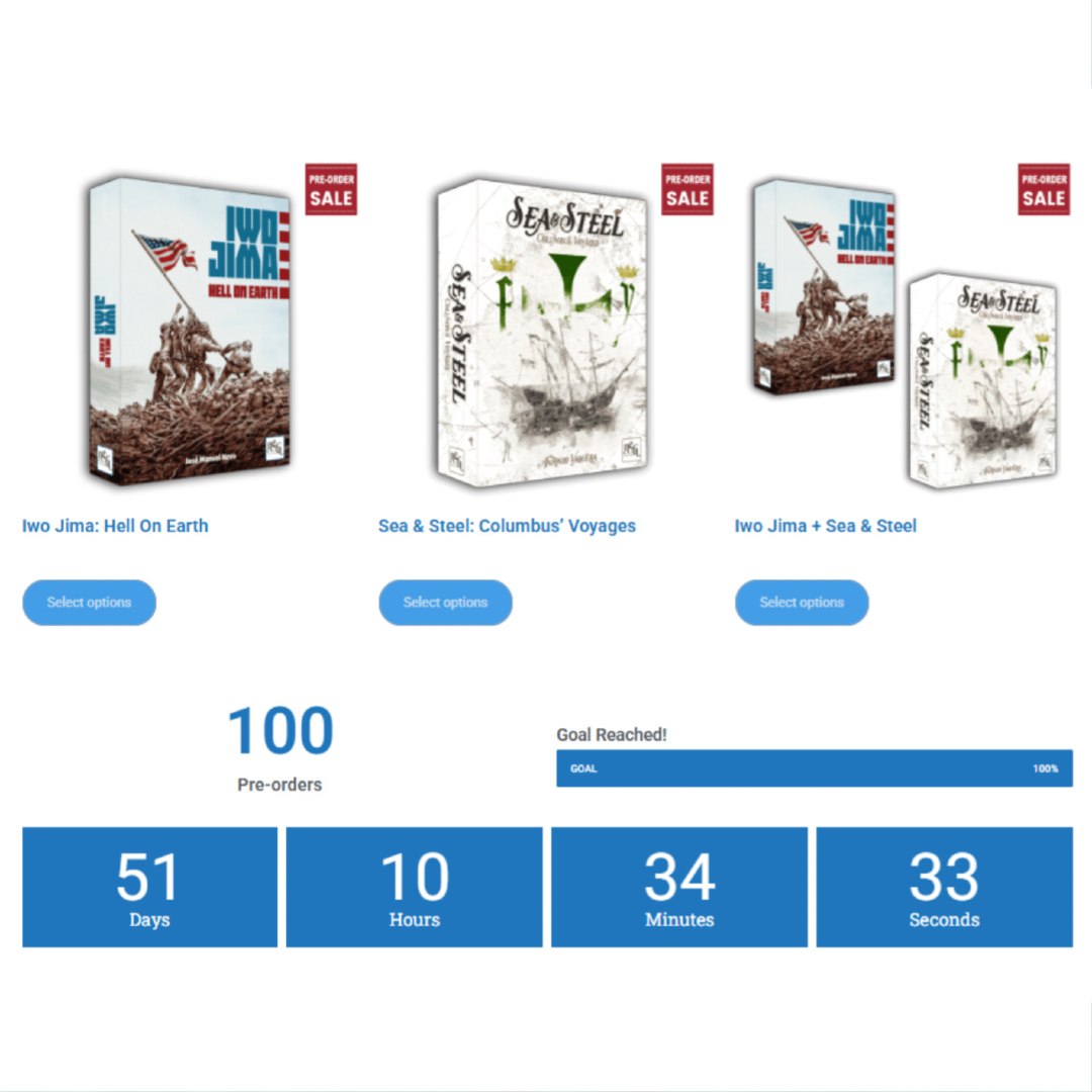 nevagamepress's tweet photo. 💯 pre-orders reached for Iwo Jima &amp; Sea and Steel! Just 50 days until printing. Secure your copy now! https://t.co/SNEnJ52mG4 #wargames  #wargaming #tabletopwargames https://t.co/WP1FGCzLY1