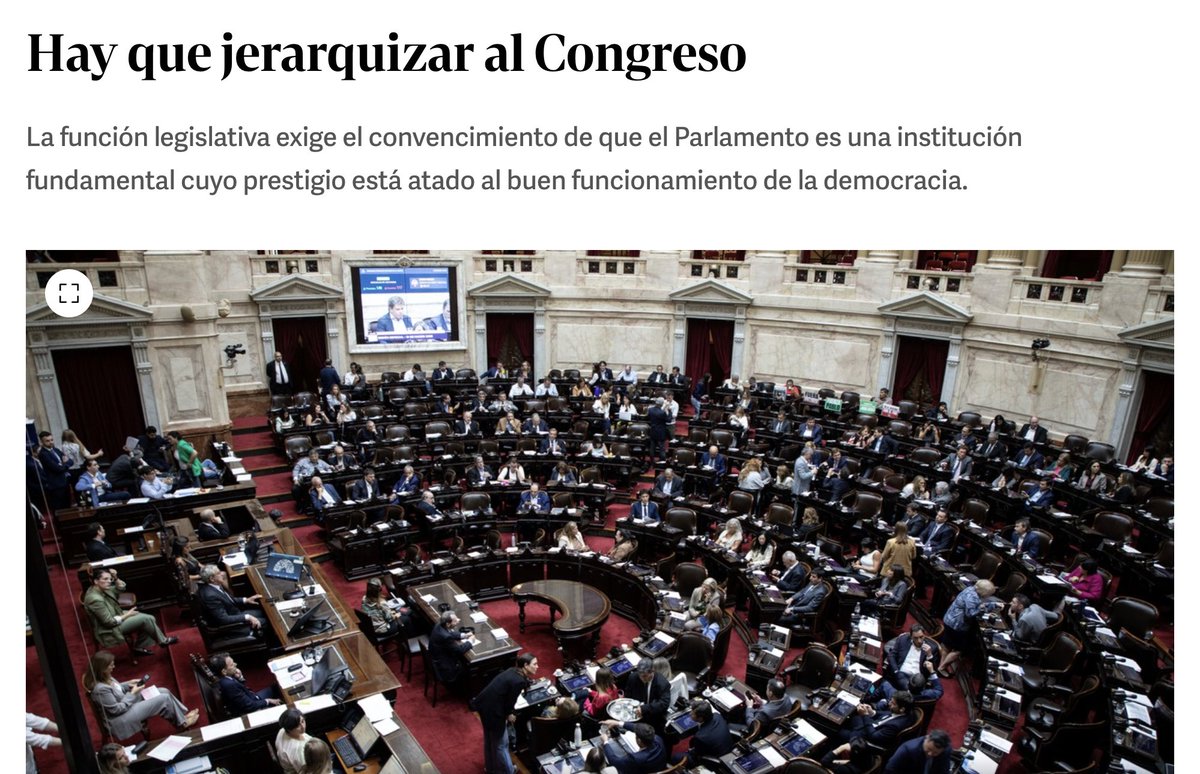 "HAY QUE JERARQUIZAR AL CONGRESO" 
La función legislativa exige el convencimiento de que el Parlamento es una institución fundamental cuyo prestigio está atado al buen funcionamiento de la democracia.

📰 Comparto con Uds. mi nota de opinión, publicada recientemente en <a href="/clarincom/">Clarín</a>