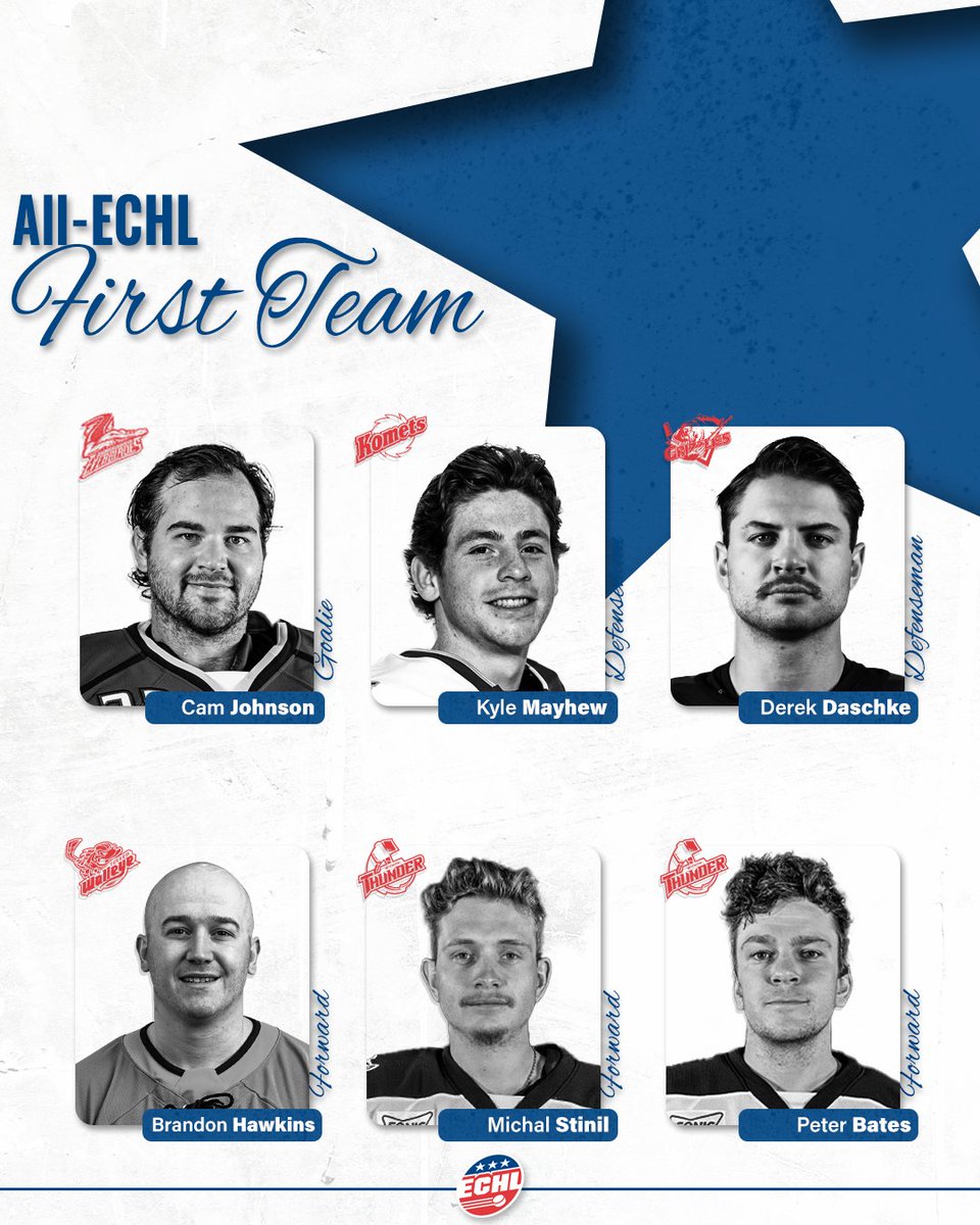 ECHL's tweet photo. Drum roll please... 🥁  2025 ALL-ECHL FIRST &amp; SECOND TEAMS 👏🏼👀  

📝: https://t.co/57IQOvpBIS

@FL_Everblades @FWKomets @UtahGrizzlies @ToledoWalleye @Wichita_Thunder @Lions3r @RailersHC @SavGhostPirates @kc_mavericks @Knight_monsters @RapidCityRush https://t.co/K32AvsPtnq