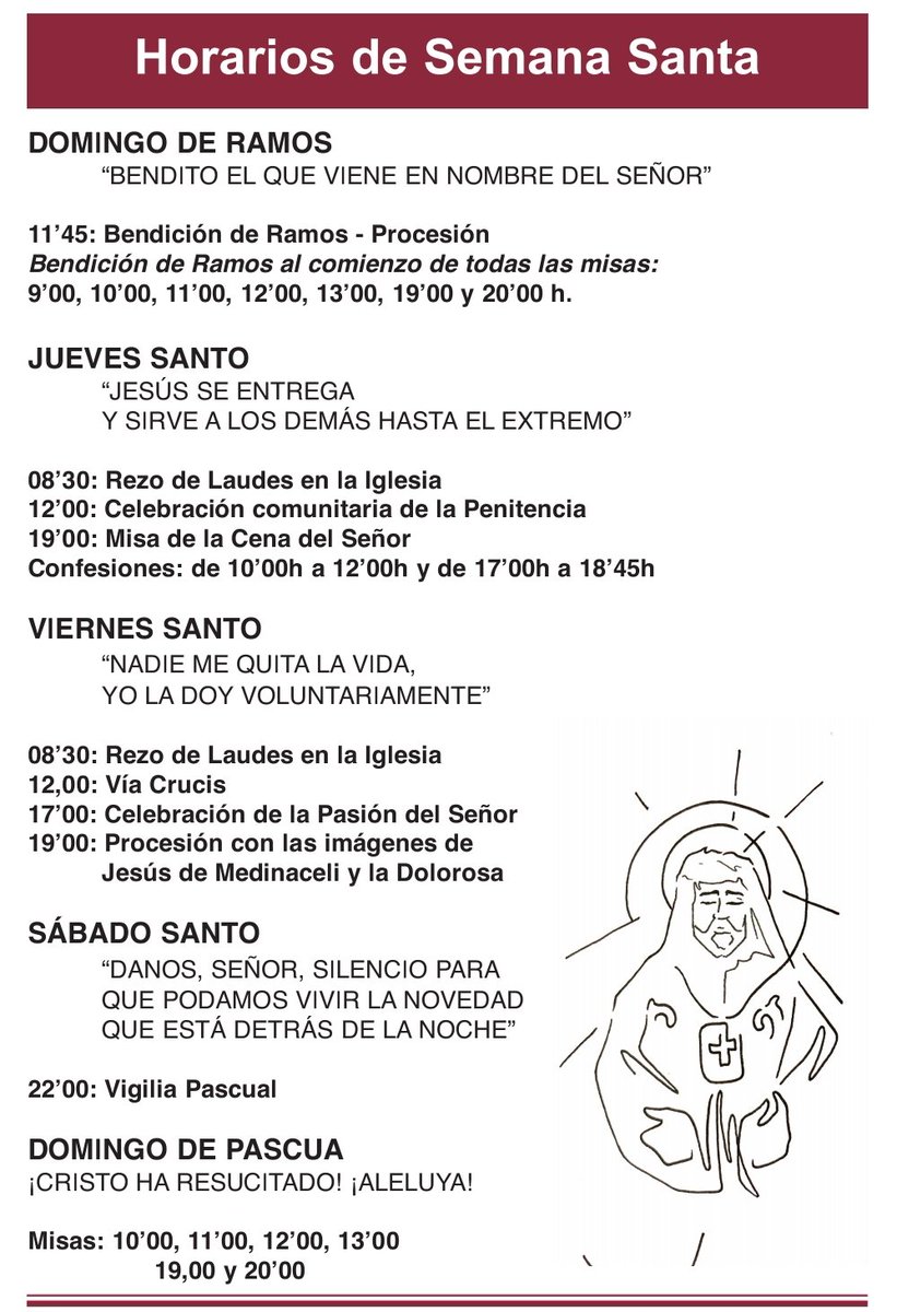 MedinaceliJesus's tweet photo. Horarios de Semana Santa 2025
#Medinaceli #culto #SemanaSanta2025 https://t.co/Q9D9oH8FmE