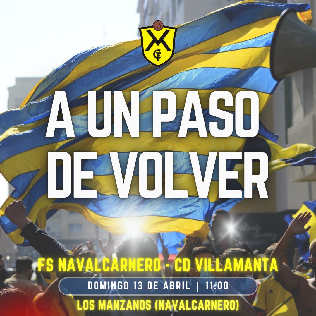 🚍📣¡Todos a Navalcarnero! 

Este fin de semana el primer equipo puede certificar de forma matemática el ascenso, además de proclamarse campeón de liga con aun 5 fechas en juego 🏆.
Tras una temporada de mucho esfuerzo y sacrificio, el ansiado ascenso está mas cerca que nunca 💛