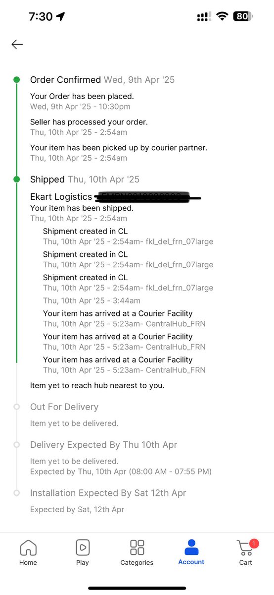 agsargam's tweet photo. I placed this order to be delivered today by 8PM &amp; there has no movement in the shipment since 5:23AM today. And not to my surprise, the customer support team members aren't making any effort to help but giving the same details which I can see on the tracking page! https://t.co/dLfTUBrBiw