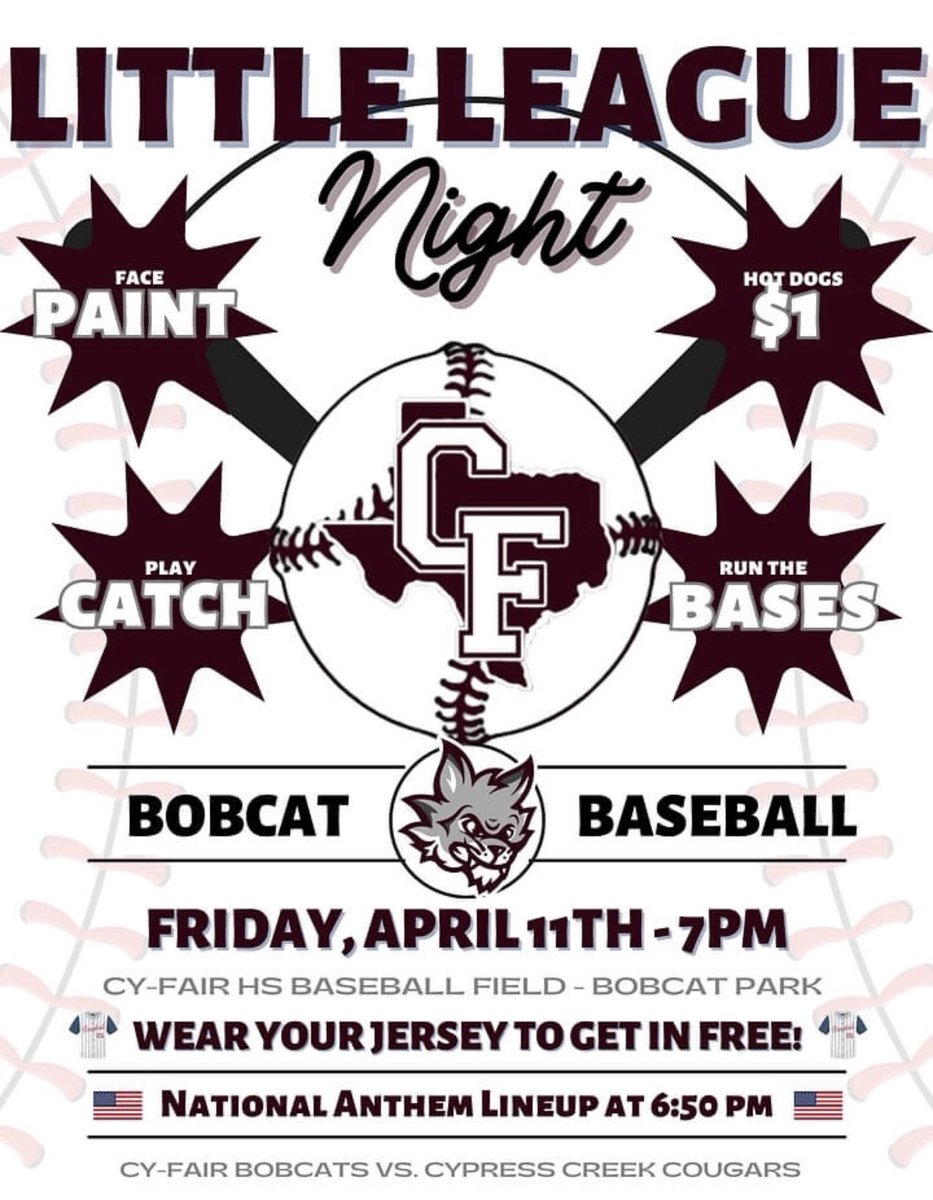 Hope to see everyone out at Bobcat Park tomorrow night! #BFND #beCATS