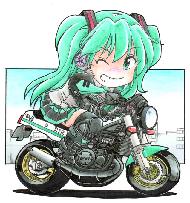 #このタグを見た人は推しの初描きと現在の絵を載せる2007⇔2024ミクさんはR35GT-Rと同じ2007年生まれでした。 