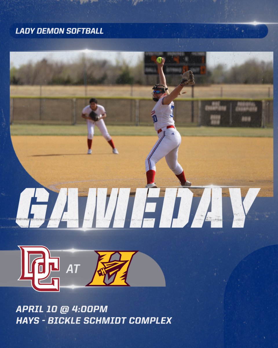 RedDemonSports's tweet photo. Lady Demon Softball is in action today in Hays for a Doubleheader.  Games are at Bickle-Schmidt Complex starting at 4pm.  #WEoverME https://t.co/rHJVt0QCPX