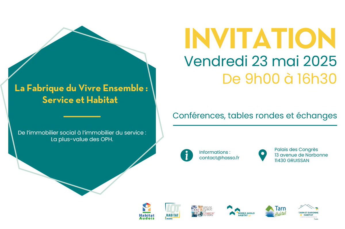 Evénement HASSO du 23 mai 2025 à Gruissan : 𝗗𝗲𝗺𝗮𝗻𝗱𝗲𝘇 𝗹𝗲 𝗽𝗿𝗼𝗴𝗿𝗮𝗺𝗺𝗲 ! 📑 ✅

HASSO a le plaisir de vous dévoiler le programme de sa journée thématique annuelle sur "La Fabrique du Vivre Ensemble" 🤝  👨‍👩‍👧 👩‍🦳 🧑‍🦳 🧑‍🦯‍➡️ 🧱 🏘️ 🤗

+ d'infos sur hasso.fr/actualites/eve…