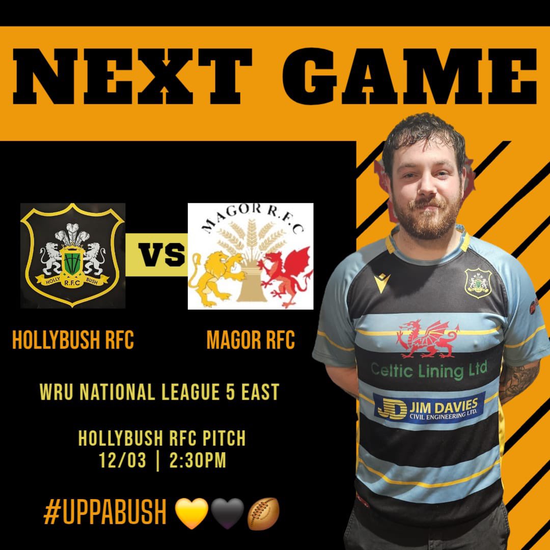 The bush welcome @MagorRfc this coming Saturday for the penultimate game of the season. Come along and show the boys your support 👏🙌

#Upthebush ⚫️🔶