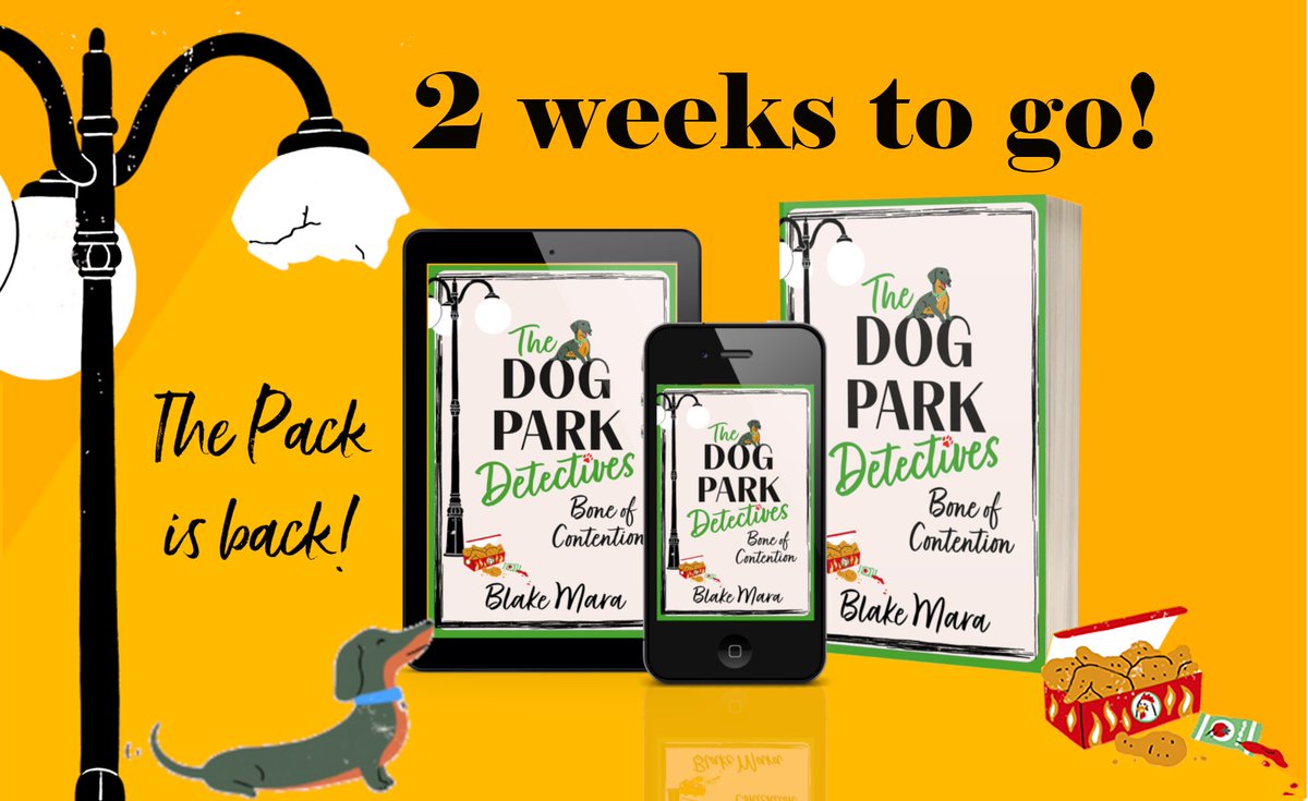 Can't believe that in 2 wks the 2nd Dog Park Detective book - Bone of Contention - will hit the streets (and bookshops)! I'm so excited to share it with you! 
Pre-order here: amzn.to/3DK9goq #Crimefiction #CosyCrime #Cozymystery #DogPark #DogLife #DogMum #DogMumLife