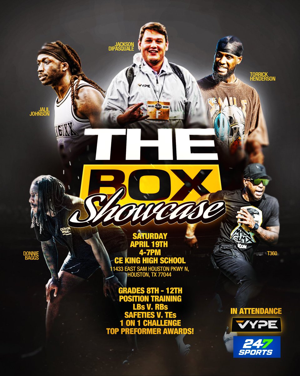 #HCville (@donniebaggs_) on Twitter photo TOP 2026 TE <a href="/MilesRoy15/">Miles Roy</a> (6’3 200) is 🔒’d in for #TheBoxShowcase
Best tight ends in the state will be performing 💯 <a href="/jackson_dip/">Jackson DiPasquale</a> <a href="/T360Elite/">Coach T</a> <a href="/Jalil_Johnson21/">Jalil Johnson</a> TOP 2026 TE <a href="/MilesRoy15/">Miles Roy</a> (6’3 200) is 🔒’d in for #TheBoxShowcase
Best tight ends in the state will be performing 💯 <a href="/jackson_dip/">Jackson DiPasquale</a> <a href="/T360Elite/">Coach T</a> <a href="/Jalil_Johnson21/">Jalil Johnson</a>