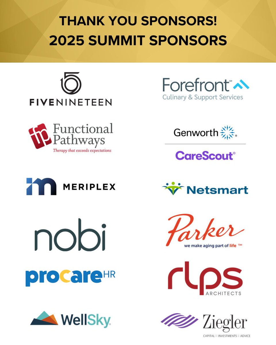 LeadingAge (@leadingage) on Twitter photo A special thanks is due to our #LeadingAge25 Summit Sponsors! Without the support of <a href="/Go_Amba/">Amba Health and Care</a> , <a href="/EPIC_Insurance/">EPIC Insurance Brokers & Consultants</a> , Insperin, <a href="/ourlifeloop/">LifeLoop</a>, <a href="/SafelyYou/">SafelyYou</a>, <a href="/sodexoUSA/">Sodexo USA, Inc.</a>, <a href="/rlps_architects/">RLPS Architects</a>, <a href="/Ziegler_Co/">Ziegler</a>, <a href="/fprehab/">Functional Pathways</a>, <a href="/parkerlifeorg/">Parker Health Group</a>, <a href="/WellSkyHealth/">WellSky®</a>, <a href="/NetsmartTech/">Netsmart</a>, <a href="/Genworth/">Genworth</a> CareScout, A special thanks is due to our #LeadingAge25 Summit Sponsors! Without the support of <a href="/Go_Amba/">Amba Health and Care</a> , <a href="/EPIC_Insurance/">EPIC Insurance Brokers & Consultants</a> , Insperin, <a href="/ourlifeloop/">LifeLoop</a>, <a href="/SafelyYou/">SafelyYou</a>, <a href="/sodexoUSA/">Sodexo USA, Inc.</a>, <a href="/rlps_architects/">RLPS Architects</a>, <a href="/Ziegler_Co/">Ziegler</a>, <a href="/fprehab/">Functional Pathways</a>, <a href="/parkerlifeorg/">Parker Health Group</a>, <a href="/WellSkyHealth/">WellSky®</a>, <a href="/NetsmartTech/">Netsmart</a>, <a href="/Genworth/">Genworth</a> CareScout,