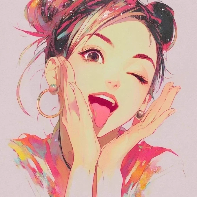 playfully sticking tongue out 