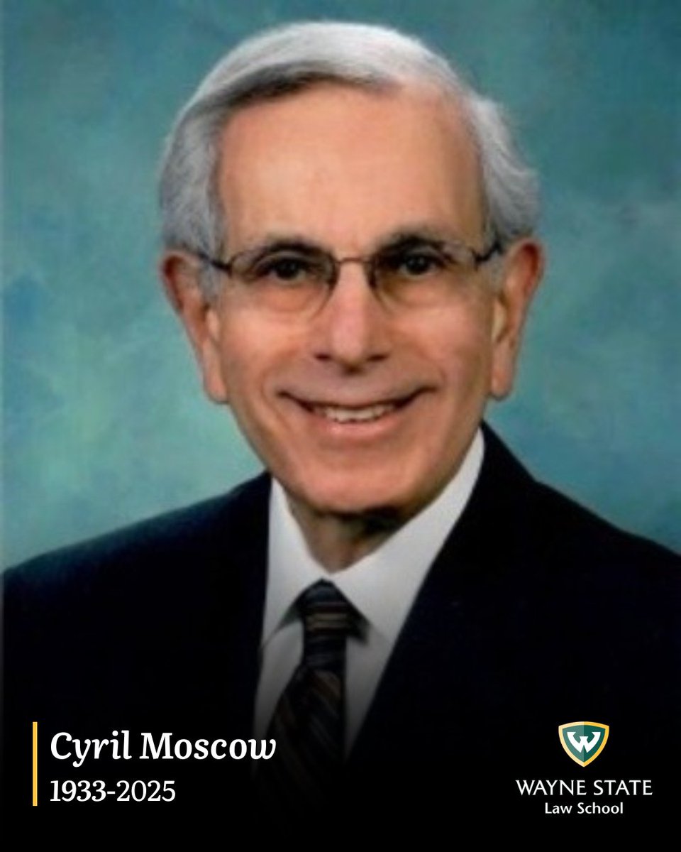 We are mourning the loss of Cyril Moscow, a valued member of the Wayne Law community, &amp; the <a href="/Levin_Center/">Levin Center for Oversight and Democracy</a>, where he was a founding member of the Advisory Board. Wayne Law will greatly miss his kindness and support. Full tribute &amp; service details are here: bit.ly/4cqTxbl