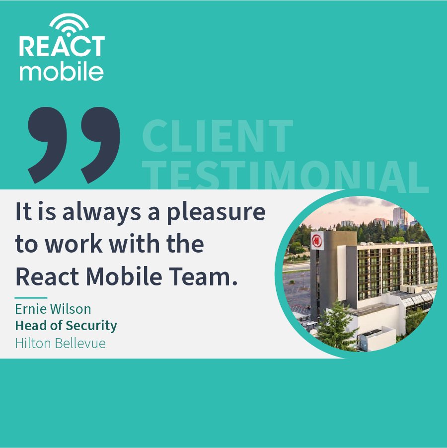 ReactMobile's tweet image. 💬 “It is always a pleasure to work with the React Mobile Team.” We’re proud to support hospitality professionals who prioritize safety and excellence. Thank you for choosing React Mobile! 🙌💙 #CustomerSpotlight #HospitalityHeroes #ReactMobile #SafetyFirst