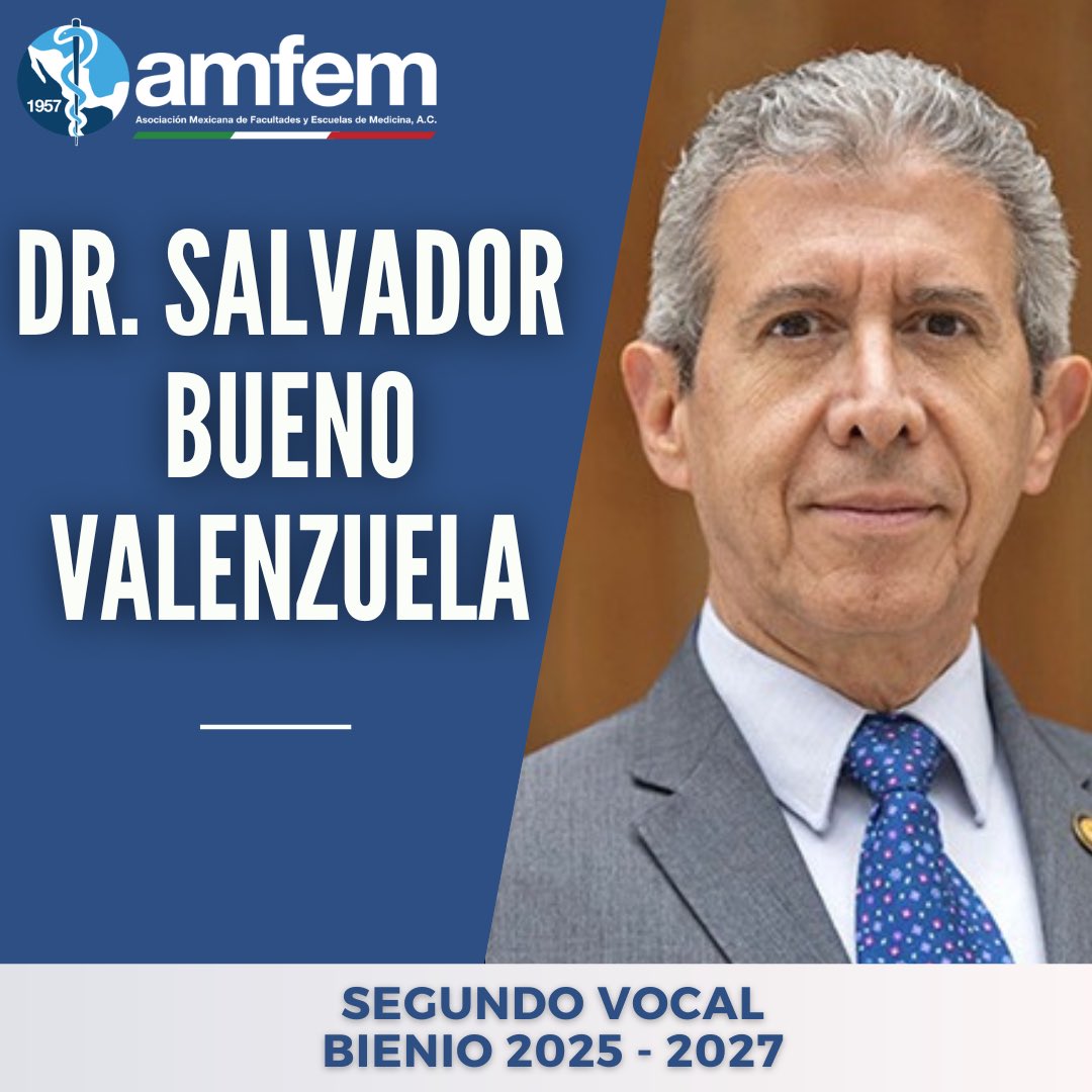 La AMFEM felicita al Dr. Salvador Bueno Valenzuela, por su nombramiento como Segundo Vocal para el periodo 2025-2027.

El Dr. Bueno es médico especialista en Neurología por el CMN Siglo XXI del IMSS.