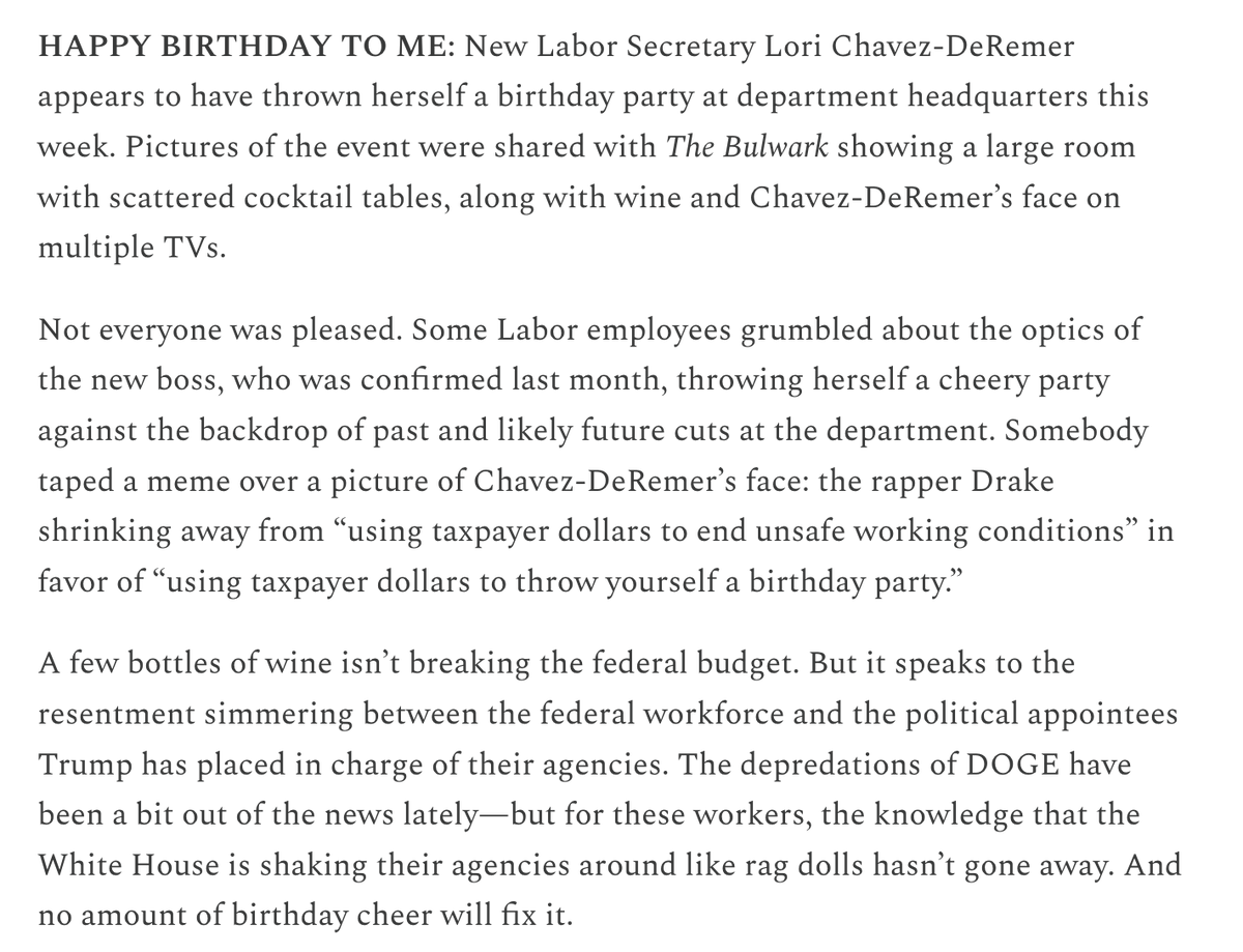 Anger inside the department of labor after Secretary Lori Chavez-DeRemer threw herself a birthday party amid all the DOGE cuts