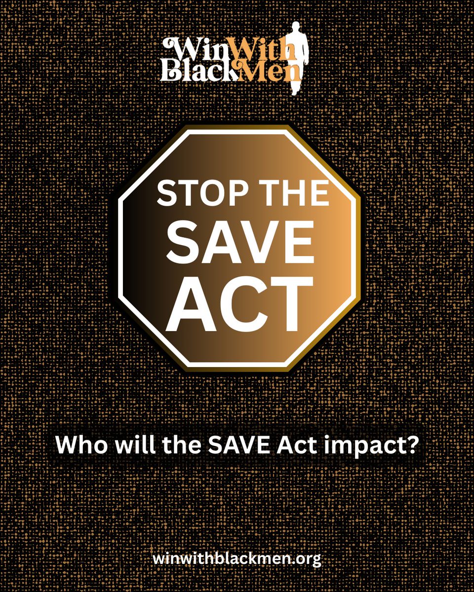winwithblkmen's tweet image. The SAVE Act is voter suppression at its worst. 

Rally with us TODAY at 11AM at the Capitol.
Sign up: winwithblackmen.org/join-the-fight…

Who does it target? 🧵👇🏾
#FightTheSaveAct #VotingWhileBlack #RallyForDemocracy #VotingRights