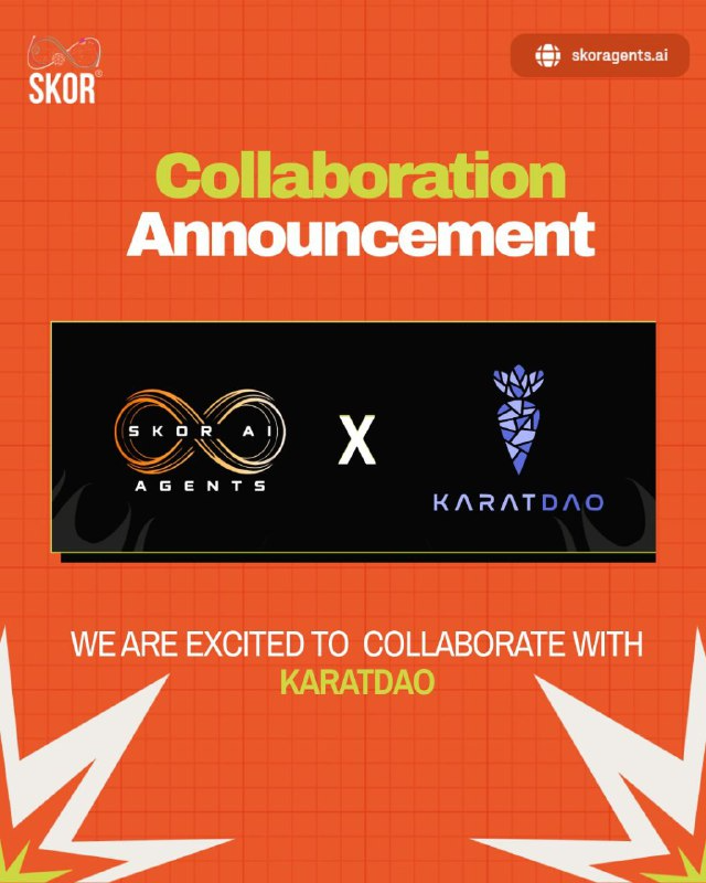 SKOR (@theskorai) on Twitter photo SKOR AI x KaratDAO Collaboration 🚀
We’re excited to explore a strategic partnership with KaratDAO (<a href="/KaratDAO/">KaratDAO 🥕 AI Prediction Market Agent</a>), the largest SocialFi protocol on ZKSync! With a thriving community of 180K+ followers, KaratDAO is pioneering the future of decentralized identity and on-chain social SKOR AI x KaratDAO Collaboration 🚀
We’re excited to explore a strategic partnership with KaratDAO (<a href="/KaratDAO/">KaratDAO 🥕 AI Prediction Market Agent</a>), the largest SocialFi protocol on ZKSync! With a thriving community of 180K+ followers, KaratDAO is pioneering the future of decentralized identity and on-chain social