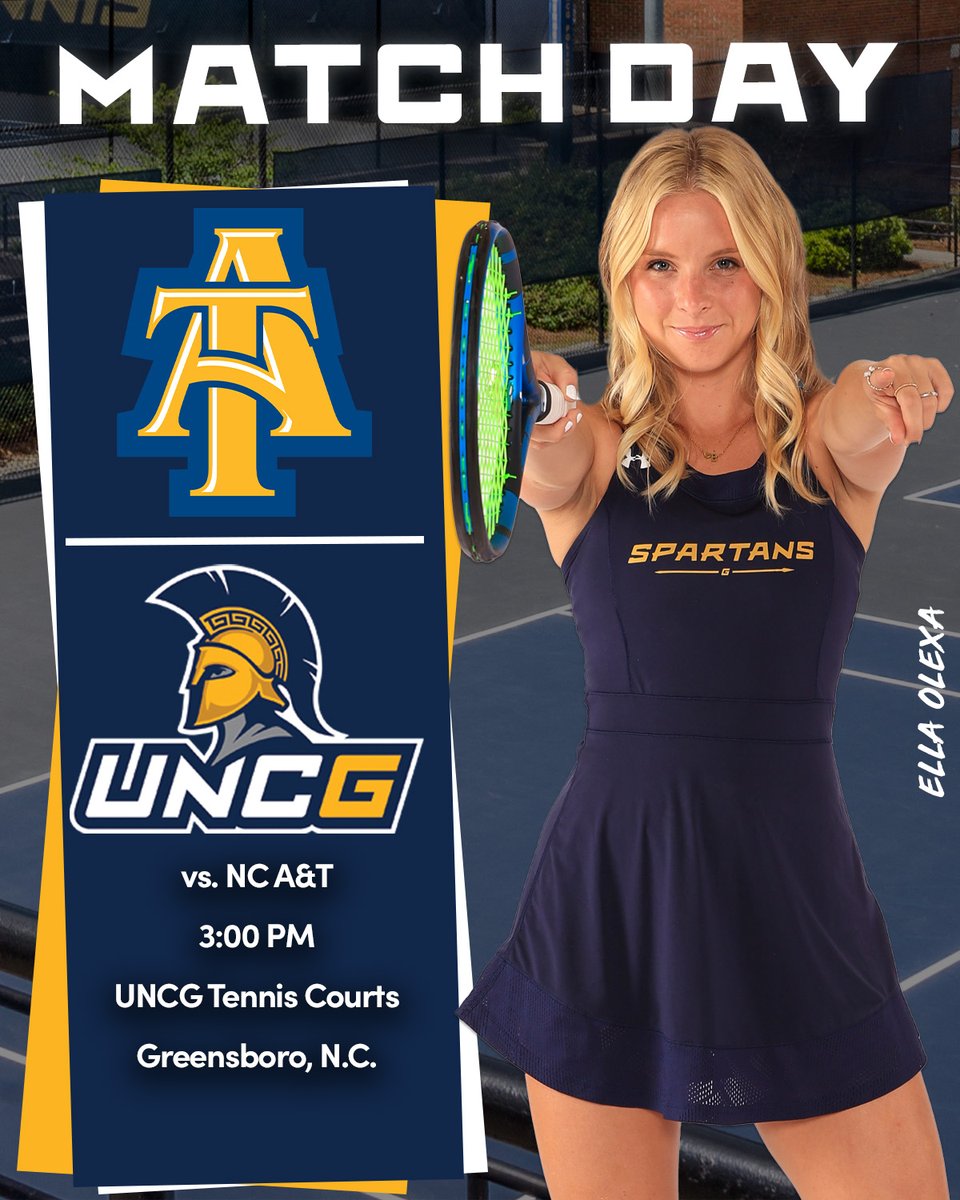 Concluding the regular season with a crosstown rival matchup! 😤

🆚 NC A&amp;T
🕒 3:00 PM
📍 Greensboro, N.C.
🏟️ UNCG Tennis Courts
📊 go.uncg.edu/lsdjfk

#letsgoG