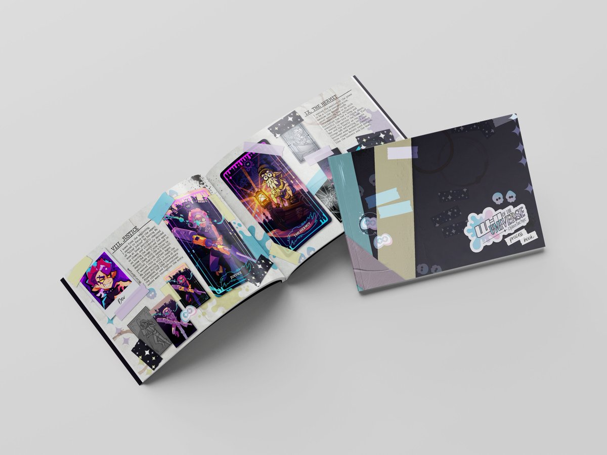 SplatoonTarot's tweet photo. ✨UPDATE✨

Here's a sneaky little preview of the inside of the process book! This is only a mockup (for now) but it features the work of the skilled @MDoebling and @corvitorium https://t.co/d7NSX5HlOL