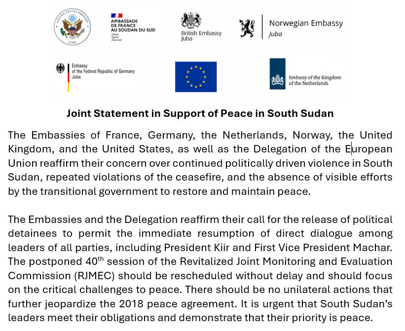 EU in South Sudan (@euinsouthsudan) on Twitter photo The <a href="/EUinSouthSudan/">EU in South Sudan</a> and other diplomatic missions in Juba have issued a joint statement in support of peace in #SouthSudan. Please read more: eeas.europa.eu/delegations/so… The <a href="/EUinSouthSudan/">EU in South Sudan</a> and other diplomatic missions in Juba have issued a joint statement in support of peace in #SouthSudan. Please read more: eeas.europa.eu/delegations/so…