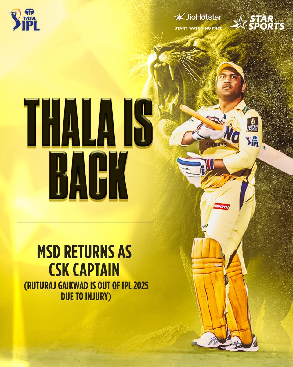 Fantasyevo21's tweet photo. THALA MS DHONI - ONCE AGAIN - THE CAPTAIN OF CSK IN IPL 2025.  🐐 https://t.co/7z0doArwOy