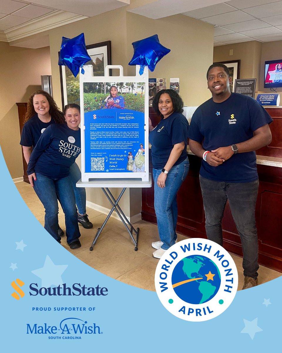 Make-A-Wish South Carolina (@makeawishsc) on Twitter photo ๐ We're excited to partner with <a href="/SouthStateBank/">SouthState Bank</a> this April! Visit the ๐๐ฟ๐ฒ๐ฒ๐ป๐๐ถ๐น๐น๐ฒ, ๐ ๐ฎ๐๐น๐ฑ๐ถ๐ป, ๐ฎ๐ป๐ฑ ๐ฆ๐ถ๐บ๐ฝ๐๐ผ๐ป๐๐ถ๐น๐น๐ฒ branches to donate & help make wishes come true. Thank you! ๐ ๐ We're excited to partner with <a href="/SouthStateBank/">SouthState Bank</a> this April! Visit the ๐๐ฟ๐ฒ๐ฒ๐ป๐๐ถ๐น๐น๐ฒ, ๐ ๐ฎ๐๐น๐ฑ๐ถ๐ป, ๐ฎ๐ป๐ฑ ๐ฆ๐ถ๐บ๐ฝ๐๐ผ๐ป๐๐ถ๐น๐น๐ฒ branches to donate & help make wishes come true. Thank you! ๐