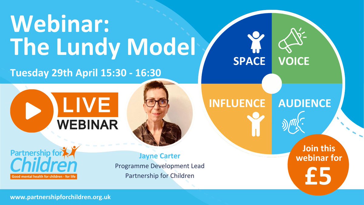 🚨 Don’t miss out! Join us on 29th April for a live webinar with Jayne Carter, Programme Development Lead at <a href="/PfChildren/">Partnership For Children</a>, as she explores how the Lundy model empowers children to be part of their own learning! 📚✨

Spaces are limited – sign up today! 
buff.ly/PGj3TKp
