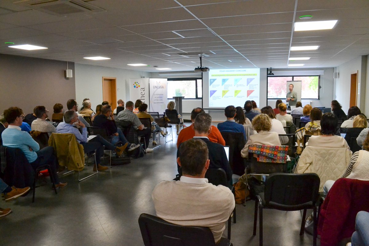 unessabe's tweet photo. Succès de foule pour le séminaire: Le reporting ESG dans le secteur de la santé: entre conformité et transformation durable, coorganisé par Santhea, GIBBIS et UNESSA. Une initiative qui fédère les acteurs de la santé autour du reporting durable et des critères ESG. https://t.co/hbRr9i9vBC