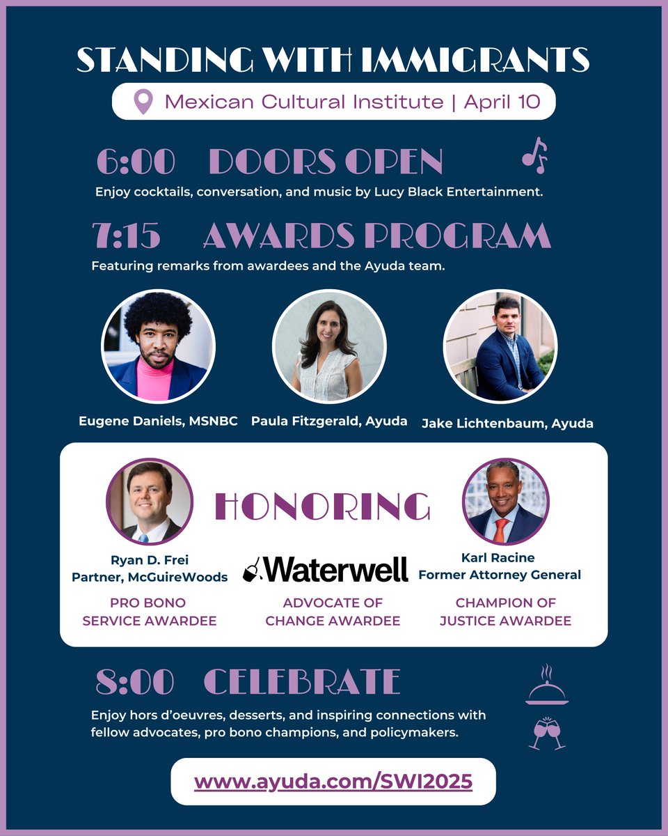 #StandingWithImmigrants is just a few hours away - happening today, April 10 - and we're so excited to share this year's program with you and present our host,  <a href="/EugeneDaniels2/">Eugene Daniels</a>  

We can’t wait to celebrate with our supporters and advocates this evening! 💞   
#Events