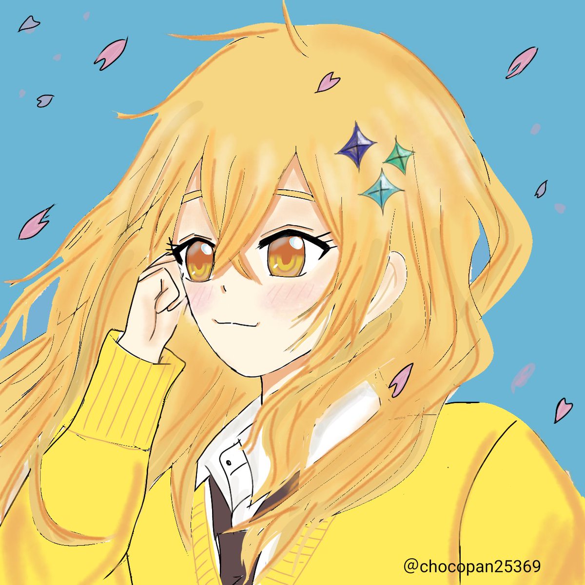 桜とゆんちゃん🌟 #ゆんの絵