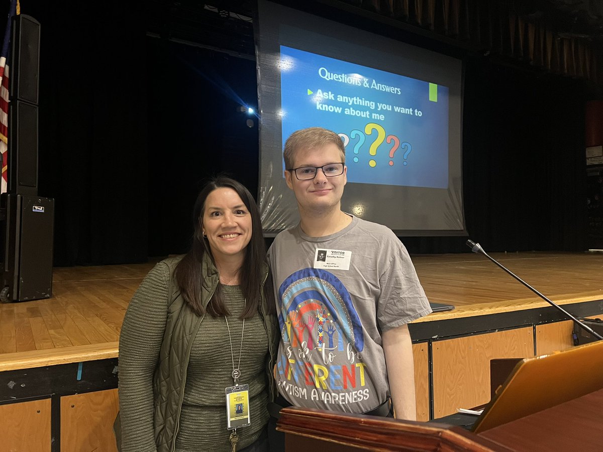 Today I visited Middletown high school north.  The VP Tara Garzone was so welcoming and it turns out she related to another wonderful teacher from my hometown school! 

#AutismAcceptance