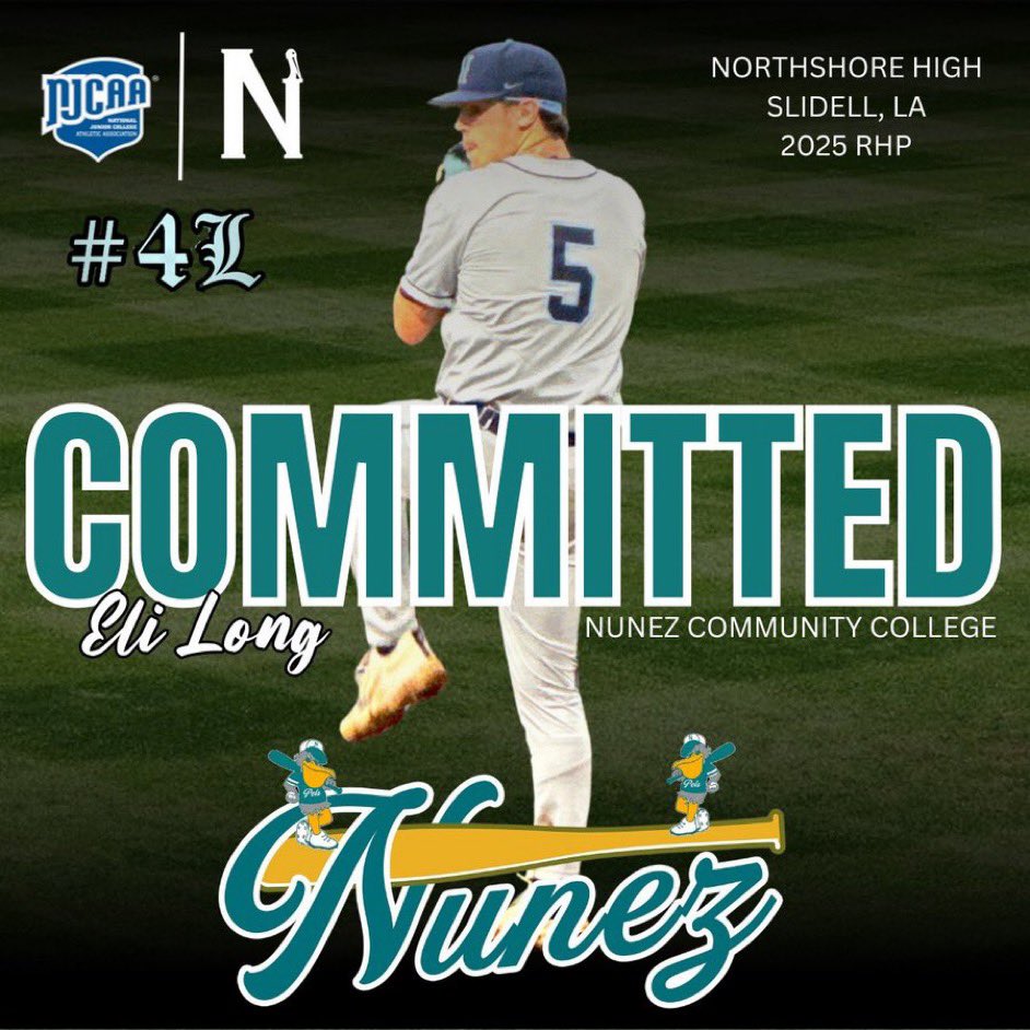 Knights Knation #4L (@knightknation4l) on Twitter photo Congratulations to 2025 RHP Eli Long of Northshore HS on his commitment to Nunez CC. Awesome news for this young man and his family #4L <a href="/NorthshorePrepR/">Northshore Prep Report</a> <a href="/N_shoreBaseball/">Northshore Panthers Baseball</a> <a href="/PrepBaseballLA/">Prep Baseball Louisiana</a> <a href="/2D_sports/">2D Sports Baseball</a> <a href="/PerfectGameUSA/">Perfect Game USA</a> <a href="/NunezCCBaseball/">Nunez CC Baseball</a> <a href="/MarucciSports/">Marucci</a> <a href="/ELo_2025/">Eli Long</a> Congratulations to 2025 RHP Eli Long of Northshore HS on his commitment to Nunez CC. Awesome news for this young man and his family #4L <a href="/NorthshorePrepR/">Northshore Prep Report</a> <a href="/N_shoreBaseball/">Northshore Panthers Baseball</a> <a href="/PrepBaseballLA/">Prep Baseball Louisiana</a> <a href="/2D_sports/">2D Sports Baseball</a> <a href="/PerfectGameUSA/">Perfect Game USA</a> <a href="/NunezCCBaseball/">Nunez CC Baseball</a> <a href="/MarucciSports/">Marucci</a> <a href="/ELo_2025/">Eli Long</a>