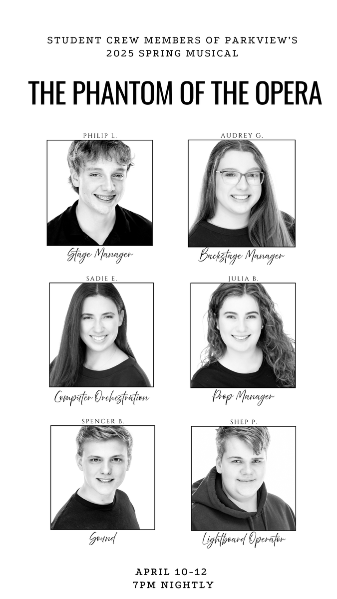 🎭 Shoutout to the incredible student crew behind Phantom! From lights to sets to sound, they’re the magic behind the curtain. 🖤💡🎬Only 3 shows left!🎟️ Get your tickets now:
 parkviewbaptist.com/phantom-of-the… #ArtsAtPBS #StudentLifeatPBS #ParkviewProud #BehindTheScenes #FinalShows