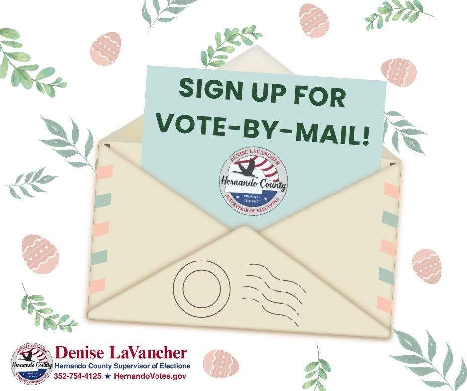 Hop to it! 🐰📬 Skip the lines and vote from home; Sign up for Vote-By-Mail today!
Our office is open from 8 a.m. to 4:30 p.m. You can submit your request in person!
Vote-by-Mail requests now expire after each General Election.