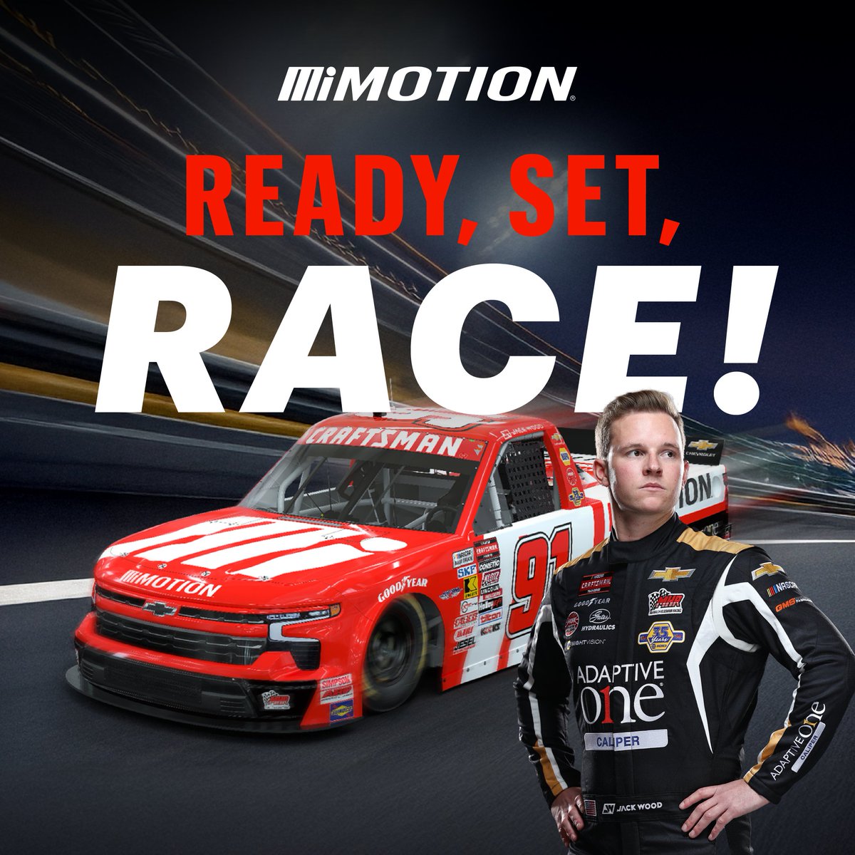 Motion (@mimotionind) on Twitter photo Rev up the excitement! <a href="/DriverJackWood/">Jack Wood</a> is in the new #91 truck, hitting the track this Friday with <a href="/BMR_NASCAR/">Bill McAnally Racing</a> at <a href="/ItsBristolBaby/">Bristol Motor Speedway</a>.
Don’t miss a second of the action—tune in to <a href="/FS1/">FS1</a> on Friday, April 11 at 7:30 p.m. ET! #Motion #RaceDay #NASCAR Rev up the excitement! <a href="/DriverJackWood/">Jack Wood</a> is in the new #91 truck, hitting the track this Friday with <a href="/BMR_NASCAR/">Bill McAnally Racing</a> at <a href="/ItsBristolBaby/">Bristol Motor Speedway</a>.
Don’t miss a second of the action—tune in to <a href="/FS1/">FS1</a> on Friday, April 11 at 7:30 p.m. ET! #Motion #RaceDay #NASCAR