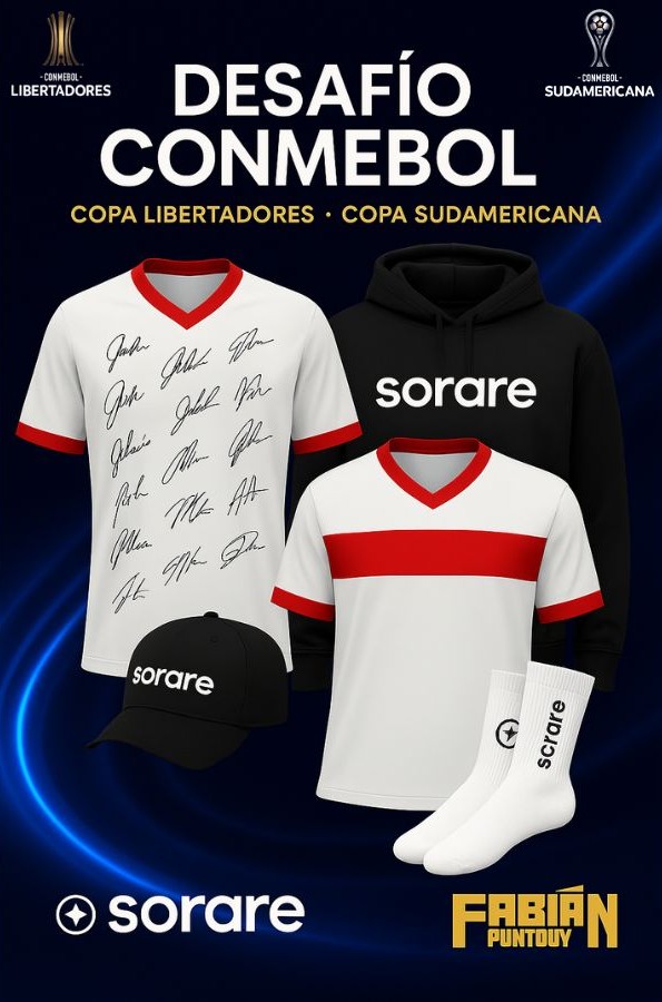🏆𝗗𝗘𝗦𝗔𝗙𝗜𝗢 𝗖𝗢𝗡𝗠𝗘𝗕𝗢𝗟 <a href="/Sorare/">Sorare</a> 

⚽️𝗚𝗪𝟳𝟯 

🎯¿Cómo participar?
1⃣ Like + RT.
2⃣ Comenta con tu usuario Sorare.
3⃣ En tu equipo 𝑨𝒍𝒍 𝑺𝒕𝒂𝒓, mete mínimo 3 cartas de la 𝙇𝙞𝙗𝙚𝙧𝙩𝙖𝙙𝙤𝙧𝙚𝙨 o 𝙎𝙪𝙙𝙖𝙢𝙚𝙧𝙞𝙘𝙖𝙣𝙖.

*𝑺𝒊 𝒎𝒂𝒏𝒅𝒂𝒔 𝒗𝒂𝒓𝒊𝒐𝒔